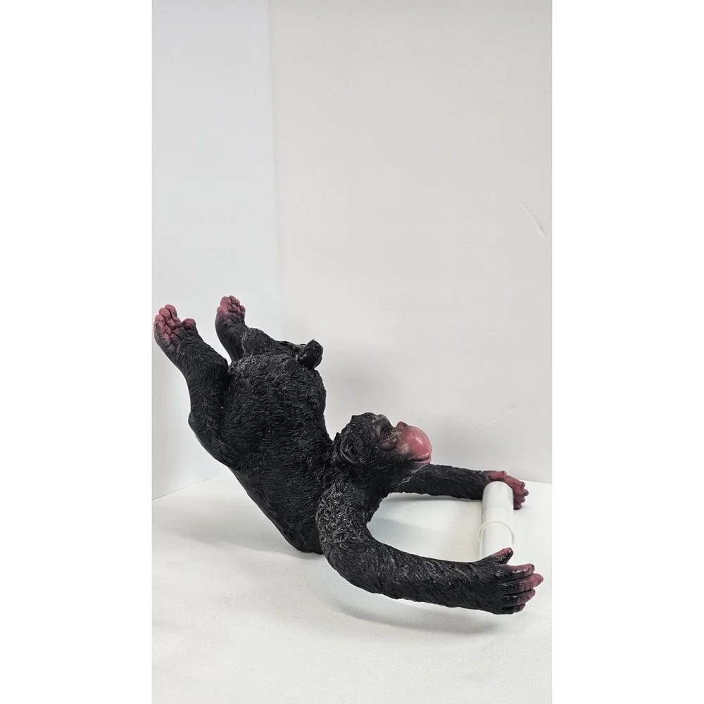 Whimsical Monkey Toilet Paper Cell Phone Holder Wall Mount Jungle Bathroom Decor